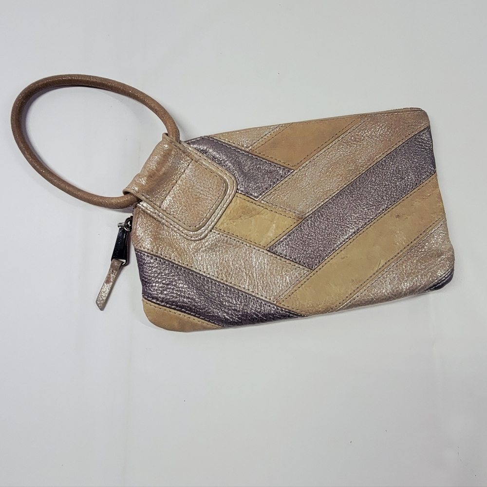 HOBO Vintage Leather Patchwork Metallic Clutch Purse